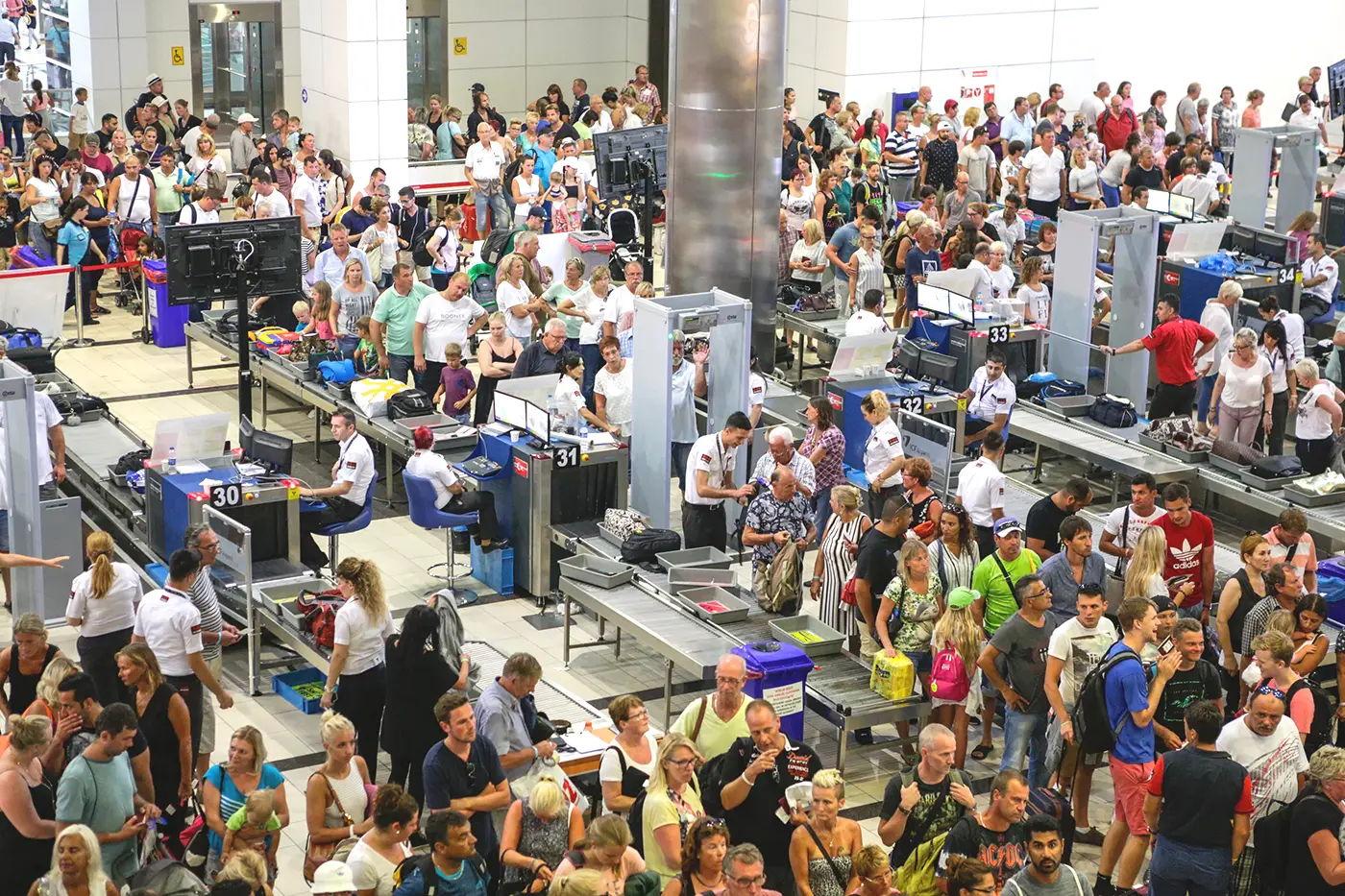 A sprawling traditional airport terminal