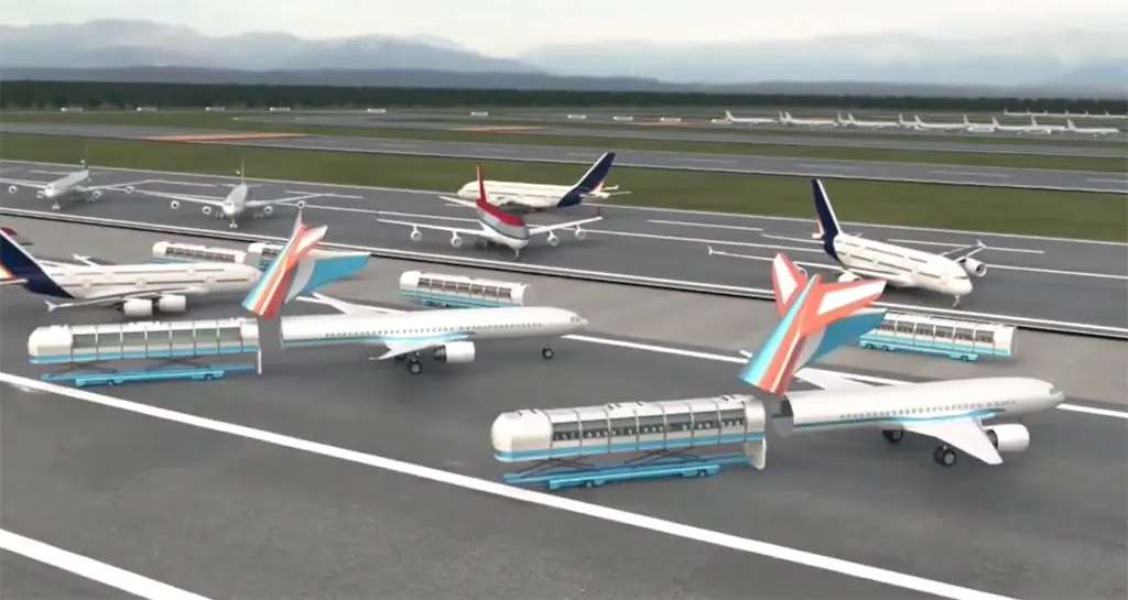 Cartridges being exchanged at the aircraft on the runway